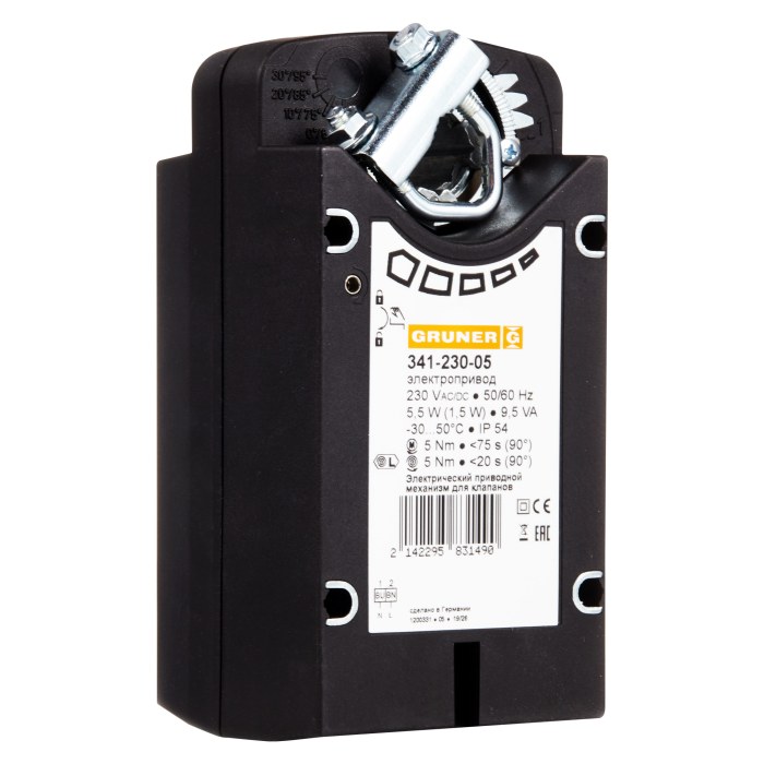 Электропривод GRUNER 341-230-05-S2/RUS, с возвратной пружиной