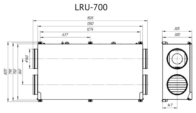 Приточно-вытяжная установка Supervent LRU-700-PNEN-FP