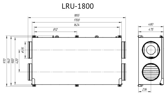 Приточно-вытяжная установка Supervent LRU-1800-PNEN-FP