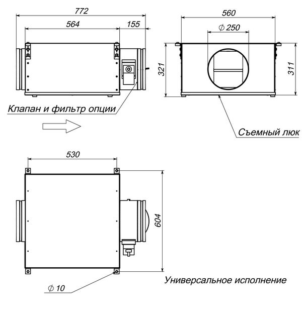 Габаритный чертёж Breezart 1000 Extra SB