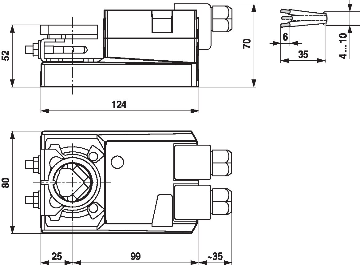 Габаритный чертёж Belimo NM230A-S-TP